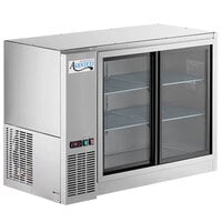 Avantco UBB-48S-GT-S 48" Stainless Steel Underbar Height Narrow Sliding Glass Door Back Bar Refrigerator with Galvanized Top and LED Lighting