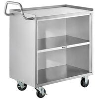 Regency 18" x 30" Three Shelf 18-Gauge 304 Stainless Steel Utility Cart with Enclosed Base and Open Front