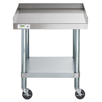 Regency 24" x 24" 16-Gauge 304 Stainless Steel Equipment Stand with Galvanized Legs, Undershelf, and Casters