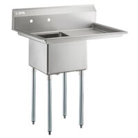 Steelton 38 3/4" 18-Gauge Stainless Steel One Compartment Commercial Sink with Right Drainboard - 18" x 18" x 12" Bowl