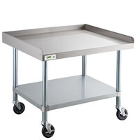 Regency 30" x 36" 16-Gauge 304 Stainless Steel Equipment Stand with Galvanized Legs, Undershelf, and Casters