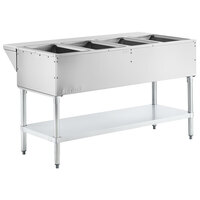 ServIt Four Pan Open Well Electric Steam Table with Adjustable Undershelf - 120V, 2000W