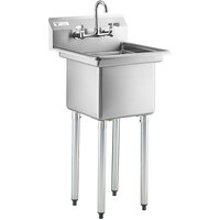 Steelton 20 3/4" 18-Gauge Stainless Steel One Compartment Commercial Sink with Faucet - 15" x 15" x 12" Bowl