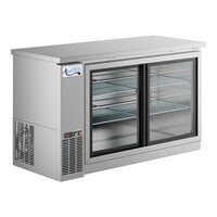 Avantco UBB-60S-HC 60" Stainless Steel Counter Height Narrow Sliding Glass Door Back Bar Refrigerator with LED Lighting
