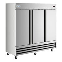 Avantco SS-3R-HC 81 5/16" Stainless Steel Solid Door Reach-In Refrigerator