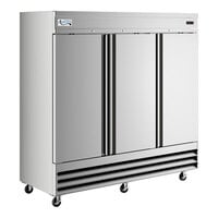 Avantco SS-3F-HC 81 5/16" Stainless Steel Solid Door Reach-In Freezer