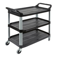 Rubbermaid® FG409100BLA Xtra Black 300 lb. Three Shelf Utility Cart / Bus Cart 40" x 20" x 37"