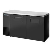 True TBB24-60-2S-Z1-SFT-B-1 60 1/8" Black Solid Door Back Bar Refrigerator with Stainless Finished Top and LED Lighting
