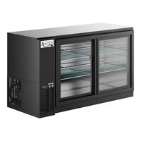 Avantco UBB-60S-GT 60" Black Underbar Height Narrow Sliding Glass Door Back Bar Refrigerator with Galvanized Top and LED Lighting