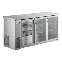 Avantco UBB-72G-HC-S 73" Stainless Steel Counter Height Narrow Glass Door Back Bar Refrigerator with LED Lighting