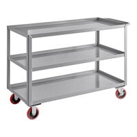 Lavex 48" x 24" x 35" Three Tray Shelf Steel Utility Cart - Fully Welded