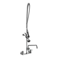 Equip by T&S 5PR-8W14 Wall Mounted 35 3/4" High Pre-Rinse Faucet with 8" Adjustable Centers, 44" Hose, 14 1/8" Add-On Faucet, and 6" Wall Bracket