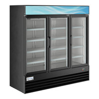 Avantco GDC-69-HC 78 1/4" Black Customizable Swing Glass Door Merchandiser Refrigerator with LED Lighting