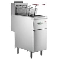 MainStreet Equipment Liquid Propane 40 lb. Stainless Steel Floor Fryer - 90,000 BTU