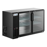 Avantco UBB-60-GT-G 60" Black Underbar Height Narrow Glass Door Back Bar Refrigerator with Galvanized Top and LED Lighting