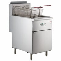 MainStreet Equipment Natural Gas 70-100 lb. Stainless Steel Floor Fryer - 150,000 BTU