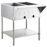 Avantco STE-2S Two Pan Open Well Electric Steam Table with Undershelf - 120V, 1000W