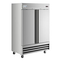 Avantco SS-2F-HC 54" Stainless Steel Two Section Solid Door Reach-In Freezer