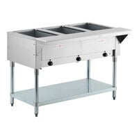 Advance Tabco HF-3E-120 Three Pan Electric Steam Table with Undershelf - Open Well, 120V