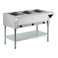 Advance Tabco SW-3E-120 Three Pan Electric Hot Food Table with Undershelf - Sealed Well, 120V