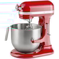 KitchenAid KSM8990ER Red 8 Qt. Bowl Lift Countertop Mixer with Standard Accessories - 120V, 1 3/10 hp