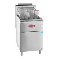 Avantco F5-ES-N 65-70 lb. Natural Gas Stainless Steel Floor Fryer - 100,000 BTU