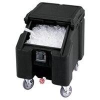 Cambro ICS100L4S110 SlidingLid™ Black Mobile Ice Bin - 100 lb. Capacity