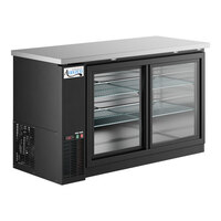 Avantco UBB-60S-HC 60" Black Counter Height Narrow Sliding Glass Door Back Bar Refrigerator with LED Lighting