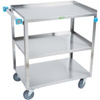 Lakeside 422 Medium Duty Stainless Steel 3 Shelf Utility Cart - 19" x 31" x 32"