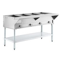 ServIt Four Pan Open Well Electric Steam Table with Adjustable Undershelf - 208/240V, 3000W