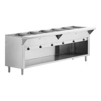 Advance Tabco SW-6E-240-BS Six Pan Electric Hot Food Table with Partially Enclosed Base - Sealed Well, 208/240V