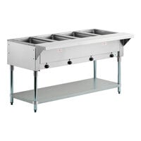 Advance Tabco SW-4E-240 Four Pan Electric Hot Food Table with Undershelf - Sealed Well, 208/240V