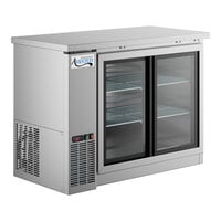 Avantco UBB-48S-HC 48" Stainless Steel Counter Height Narrow Sliding Glass Door Back Bar Refrigerator with LED Lighting