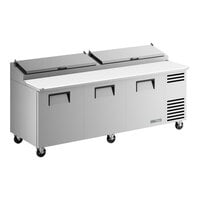 True TPP-AT2-93-HC 93 1/2" 3 Door Refrigerated Pizza Prep Table with 2 Lids