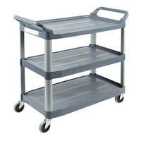 Rubbermaid® FG409100GRAY Xtra Gray 300 lb. Three Shelf Utility Cart / Bus Cart 40" x 20" x 37"