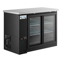 Avantco UBB-48S-HC 48" Black Counter Height Narrow Sliding Glass Door Back Bar Refrigerator with LED Lighting