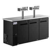Avantco UDD-72-HC (2) Four Tap Shallow Depth Kegerator Beer Dispenser - Black, (3) 1/2 Keg Capacity