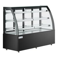 Avantco BCTD-72 72" Black 3-Shelf Curved Glass Dry Bakery Display Case with LED Lighting