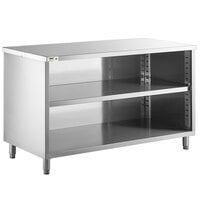Regency COF-2460-316 24" x 60" 16 Gauge Type 304 Stainless Steel Enclosed Base Table with Open Front and Adjustable Midshelf