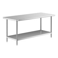 Regency WT-723034-16 30" x 72" 16-Gauge 304 Stainless Steel Commercial Work Table with Undershelf