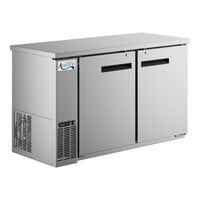 Avantco UBB-60-HC-S 60" Stainless Steel Counter Height Narrow Solid Door Back Bar Refrigerator with LED Lighting