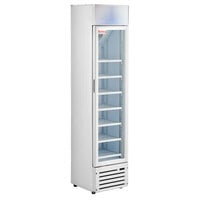 Galaxy GDN-5 16 9/16" White Swing Glass Door Merchandiser Refrigerator with Red, White, and Blue LED Lighting