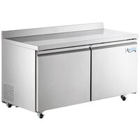 Avantco SS-WT-60R-HC 60" Two Door Stainless Steel ADA Height Worktop Refrigerator with 3 1/2" Backsplash