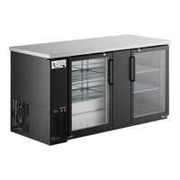 Avantco UBB-3G-HC 69" Black Counter Height Glass Door Back Bar Refrigerator with LED Lighting