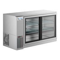 Avantco UBB-60S-GT-S 60" Stainless Steel Underbar Height Narrow Sliding Glass Door Back Bar Refrigerator with Galvanized Top and LED Lighting