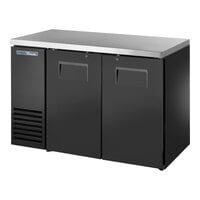 True TBB24-48-2S-Z1-SFT-B-1 48 1/8" Black Solid Door Back Bar Refrigerator with Stainless Finished Top and LED Lighting