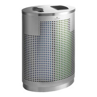 Lancaster Table & Seating 32 Gallon Stainless Steel Elliptical Two-Stream Decorative Trash Can with Trash and Recycle Openings