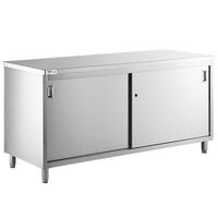 Regency C-2472-316 24" x 72" 16 Gauge Type 304 Stainless Steel Enclosed Base Table with Sliding Doors and Adjustable Midshelf