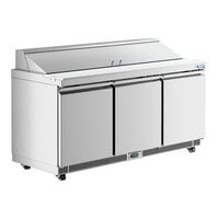 Avantco ZPT-71-FB-HC 71" 3 Door Front Breathing Cutting Top Refrigerated Sandwich Prep Table