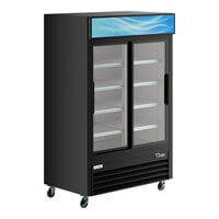 Avantco GDS-47-HC 53" Black Customizable Sliding Glass Door Merchandiser Refrigerator with LED Lighting